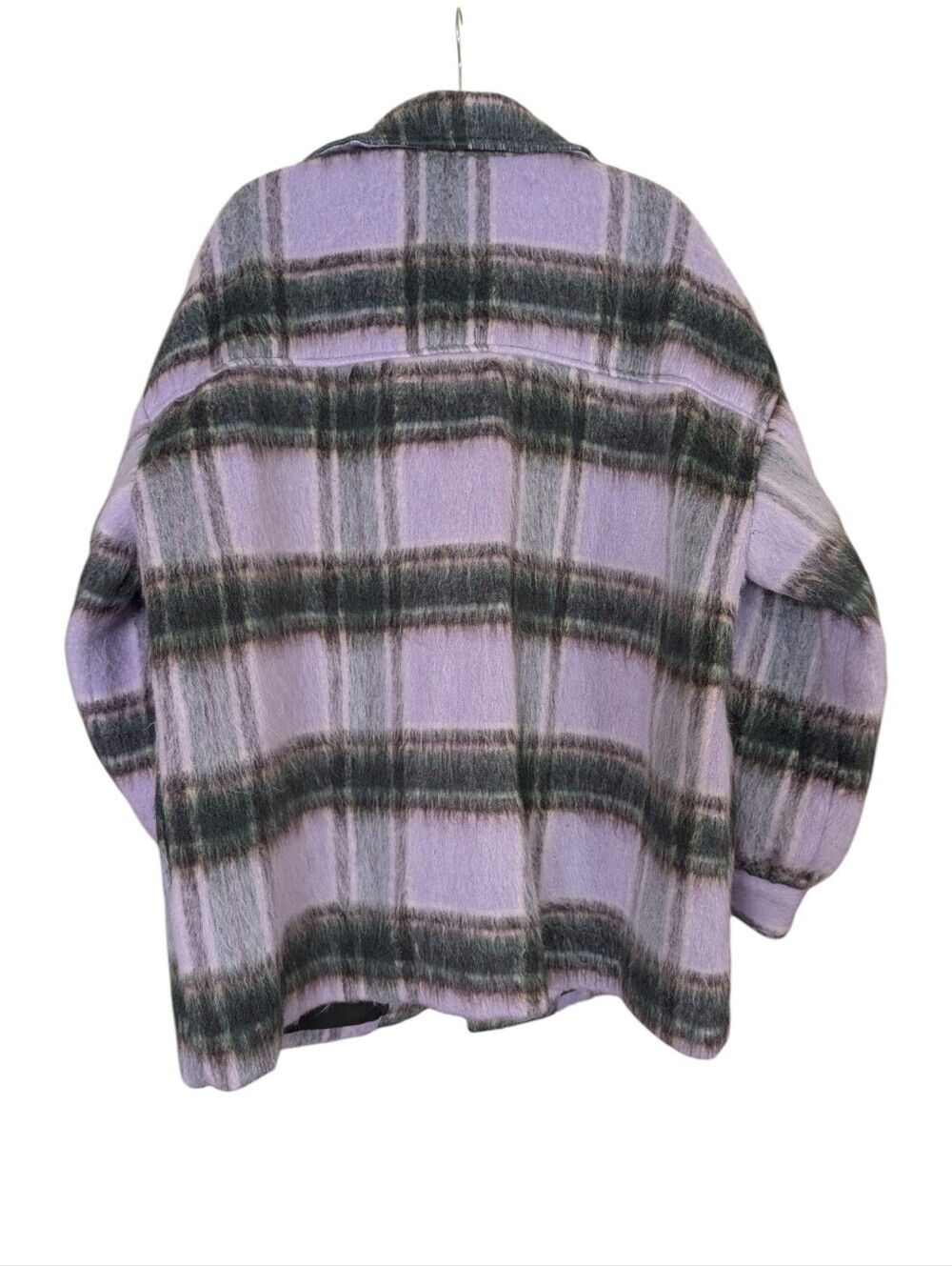 Forever 21+ Purple Plaid Brushed Shacket Jacket | Oversized Button Front | 2X - Picture 7 of 10